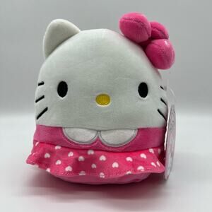 Hello Kitty Squishmallow Pink and White heart dress 6.5" NWT